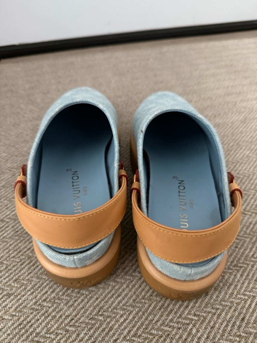 Louis Vuitton Light Blue Denim Monogram Slip-On Loafers - Picture 2 of 7